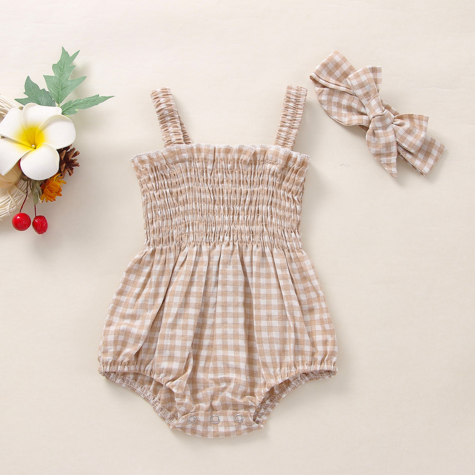 Infant Baby Girls 2Pcs Summer Outfits, Sleeveless Frill Smoc